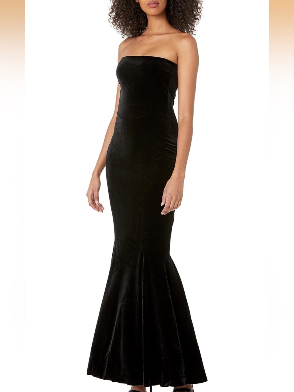Norma Kamali Black Strapless Velvet Mermaid Dress